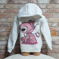 Нов детски суичър с дигитален печат Розов Стич (Stitch) в цвят бял меланж, снимка 1 - Детски анцузи и суичери - 42730185