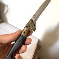 Красив стар нож с месинг и маркировка, снимка 4 - Антикварни и старинни предмети - 44215383