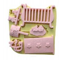 Бебешка стая кошара шкаф мебели голям силиконов молд форми за фондан гипс шоколад украса декор пано, снимка 2 - Форми - 30275689