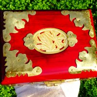 Луксозна кутия за бижута с нефрит и месингов обков. , снимка 3 - Антикварни и старинни предмети - 30563569