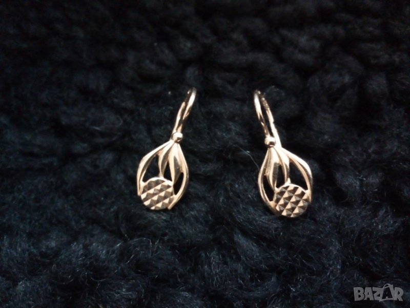 Антикварни руски златни обеци  лалета 583 /звезда, сърп и чук/, снимка 1