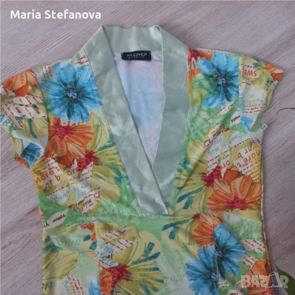 Блуза на цветя в зелено , снимка 1