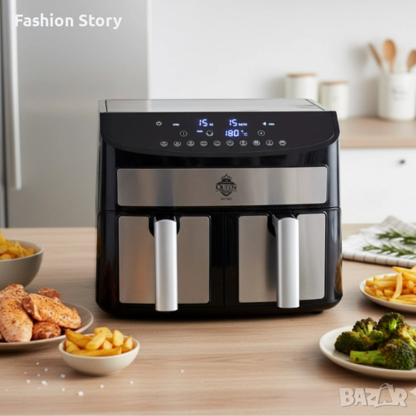 Двоен Air Fryer Queen KK-A02 - 7L, 2400W за здравословно и бързо готвене, снимка 1