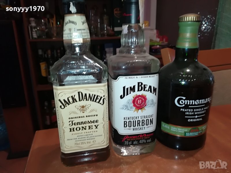 JACK DANIELS JIM BEAM CONNEMARA 3 ПРАЗНИ ШИШЕТА 0103231619, снимка 1