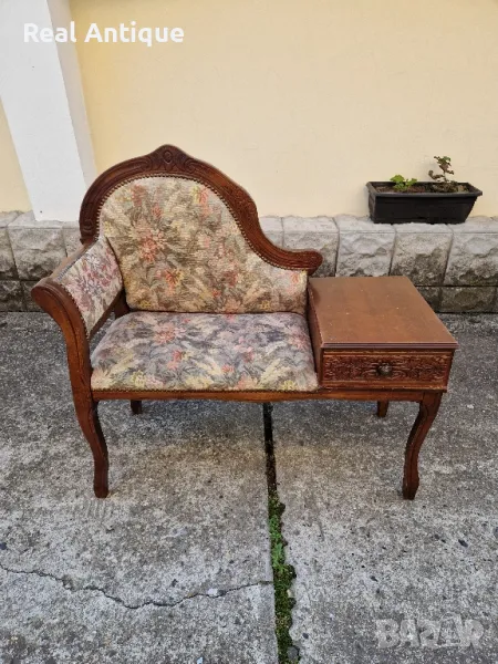 Прекрасна антикварна френска барокова салонна пейка , снимка 1