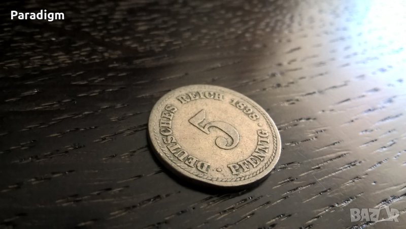 Райх монета - Германия - 5 пфенига | 1898г.; серия A, снимка 1