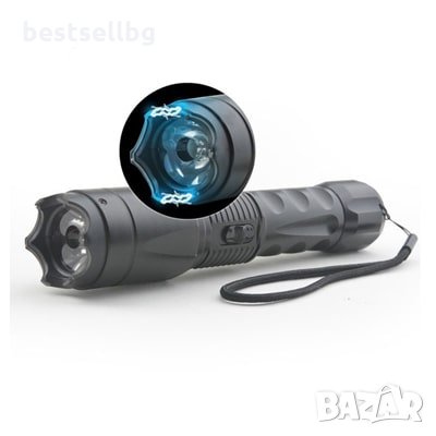 Акумулаторен ръчен лед фенер с електрошок кучета кучегон дамски защита, снимка 1