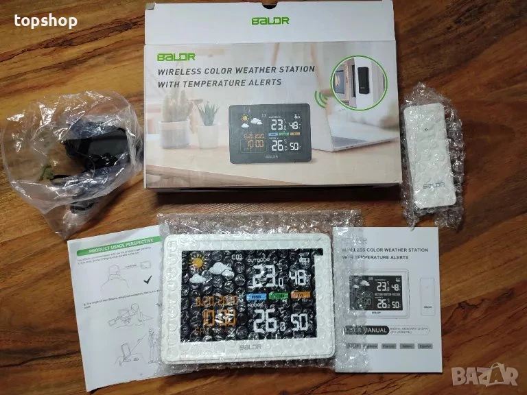 НОВА Метеорологична станция BALDR Вътрешен и външен термометър Цифров цветен LCD, Фаза на луната..., снимка 1