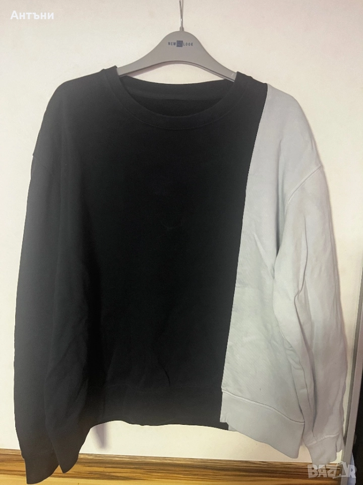 Бяло-черна блуза с дълъг ръкав, снимка 1