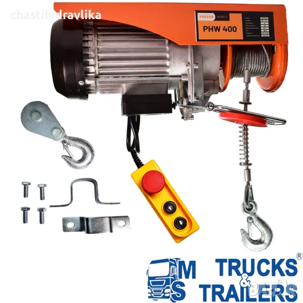 Електрически телфер 400кг въже 18м 230V, снимка 1