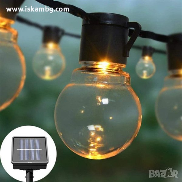 Соларни лампи за градина гирлянди гирлянд - КОД 3704, снимка 1
