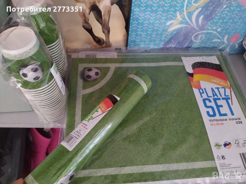 Подложна салфетка,чаши и ролка с футболни мотиви, снимка 1