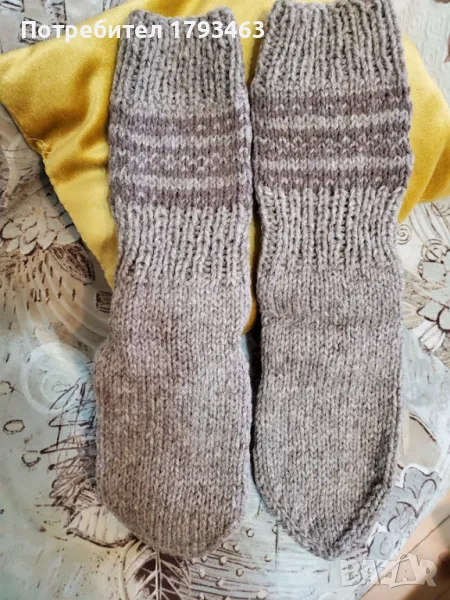 Ръчно плетени мъжки чорапи от вълна размер 42, снимка 1