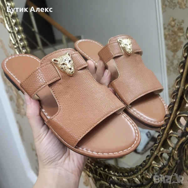 Дамски кафяви чехли, снимка 1