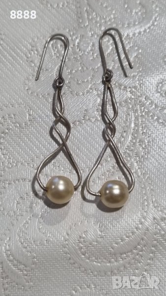 Сребърни обеци 925 с перли , снимка 1