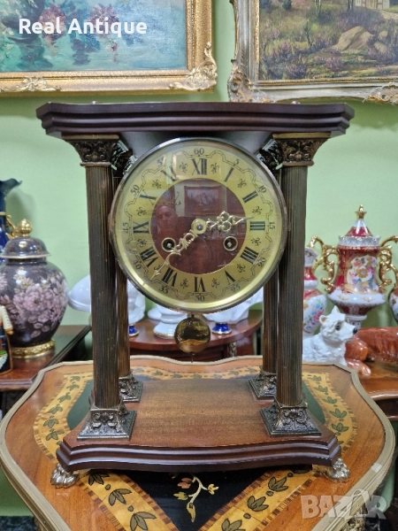 Прекрасен антикварен немски каминен часовник , снимка 1