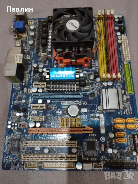 Дъно GIGABYTE с процсор и рам, снимка 1