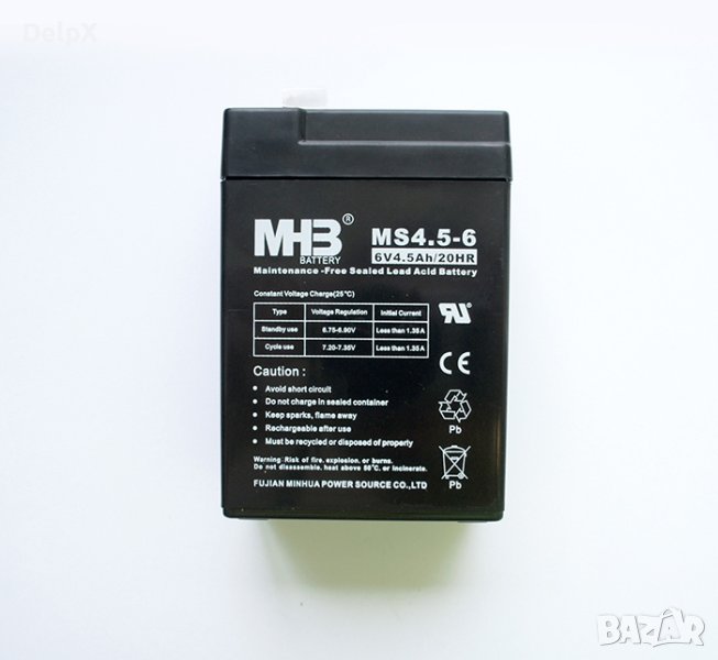 Акумулаторна, оловна батерия Meet Energy, 6VDC, 4,5AH, 70х47х100mm, снимка 1