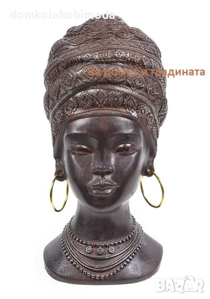 Настолен керамичен бюст на африканска жена, 8,5x9x17,5 см, снимка 1