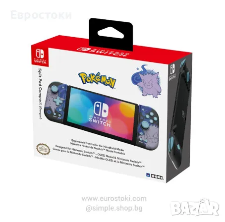 Контролер Nintendo HORI Split Pad Compact Pokemon Gengar, официално лицензиран от Nintendo & Pokémon, снимка 1