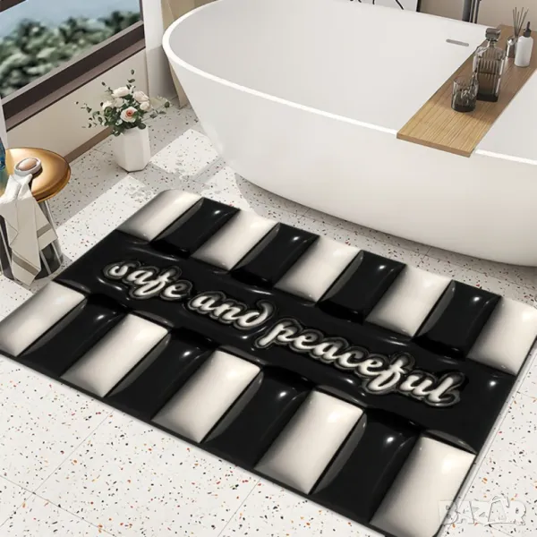 Бързо съхнеща триизмерна постелка за баня в различни разцветки 60х40см, снимка 1