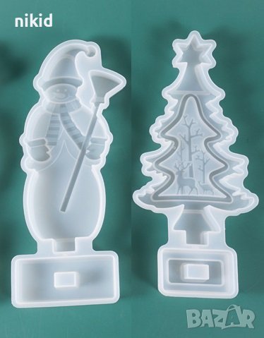 голям Снежен човек елха на стойка основа силиконов молд форма калъп фондан шоколад гипс смола, снимка 1