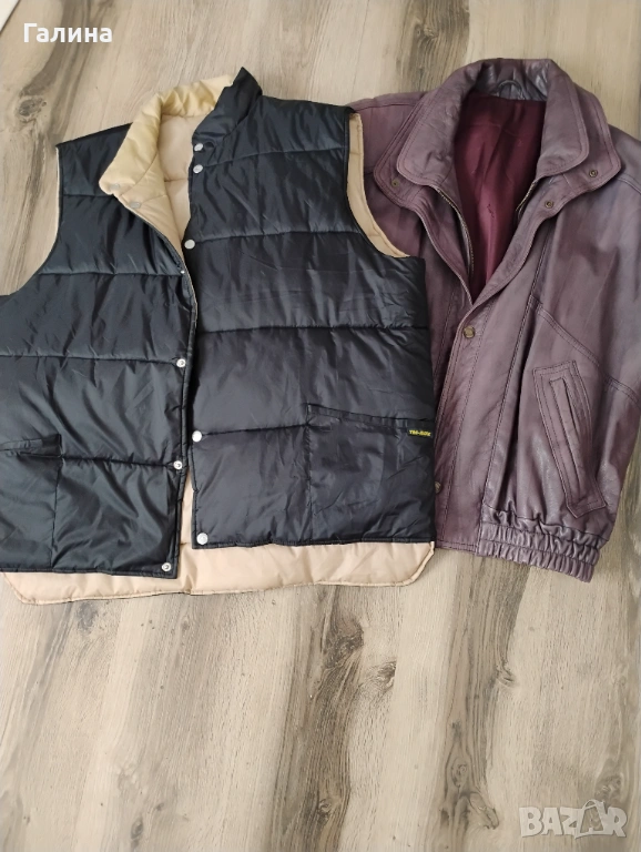 Яке от естествена кожа Pierre Cardin и топла грейка за  20 лв, снимка 1