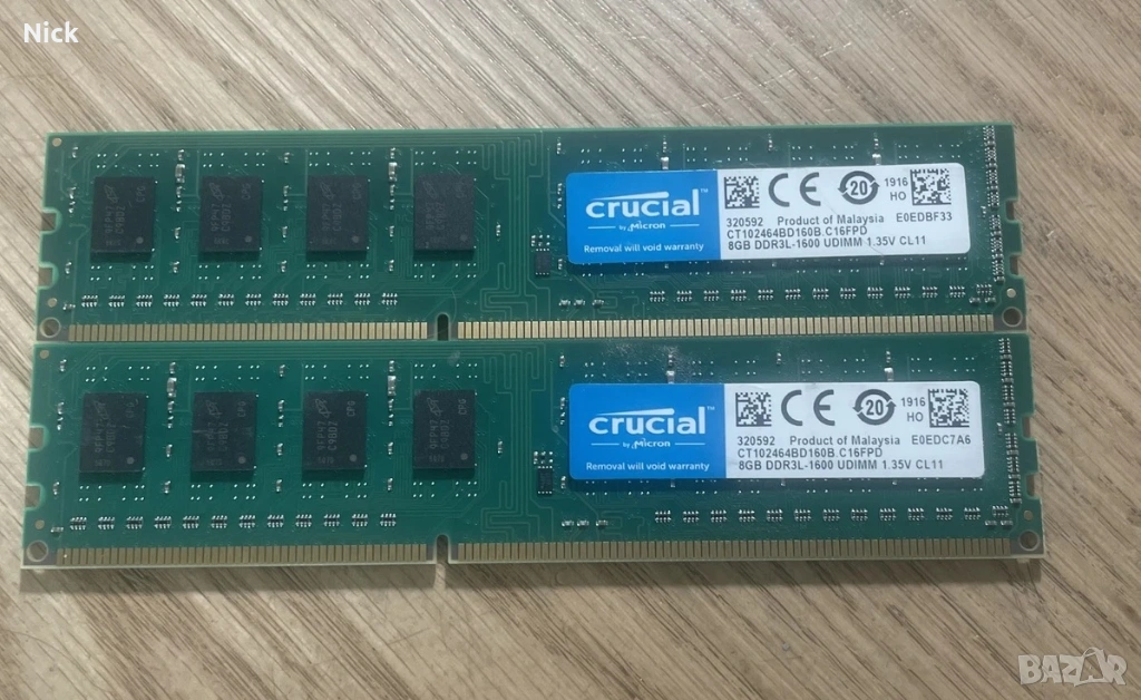 RAM памет DDR3L 1600MHz kit (2x8GB), снимка 1