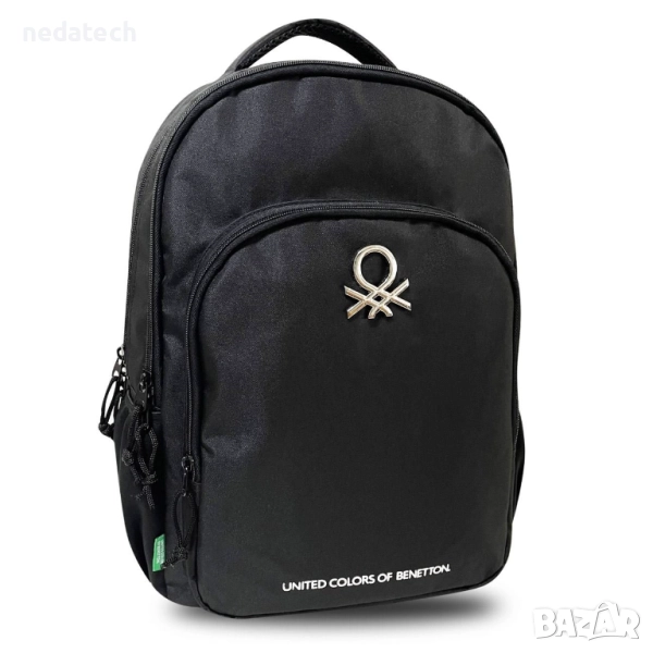 Ученическа раница Benetton,  Черен, 30x18x44см., снимка 1