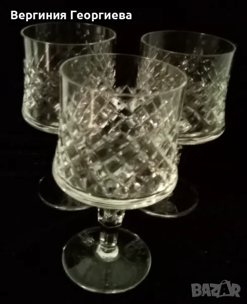 Кристални чаши за ракия, вино - 3 броя , снимка 1