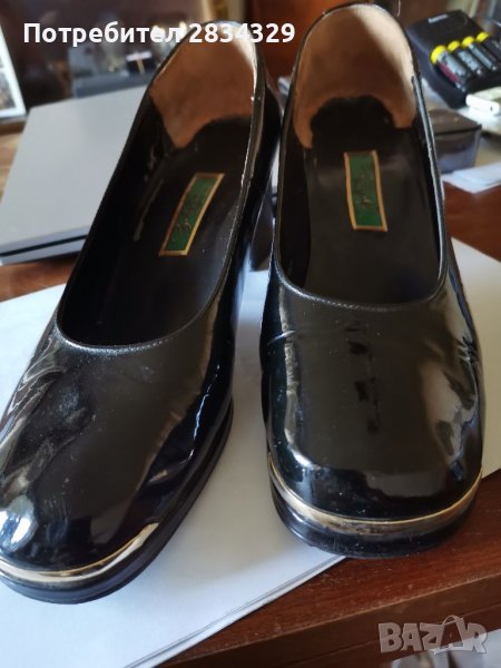 Черни лачени дамски обувки, японски, запазени, # 36, снимка 1