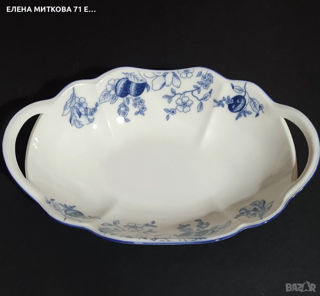 Голям порцеланов панер /фруктиера с дръжки, снимка 1