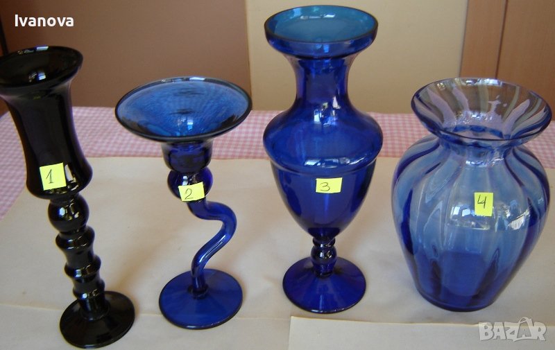 стъклени свещници и вази от цветно стъкло, снимка 1
