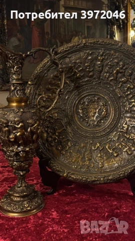 Бронзова кана и масивен поднос , снимка 3 - Антикварни и старинни предмети - 53922316