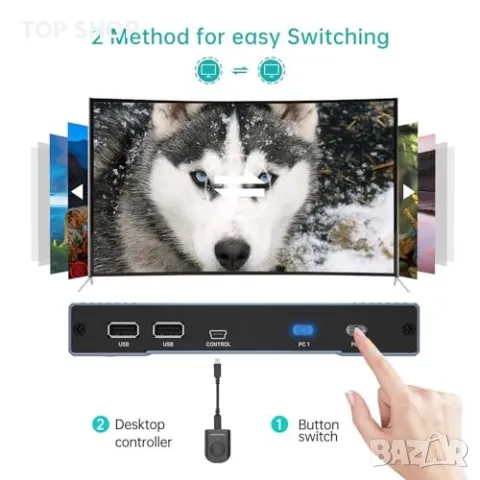 Нов Превключвател 2 Порта USB C/HDMI + Кабели MT-VIKI 4K KVM, снимка 7 - Друга електроника - 49339266