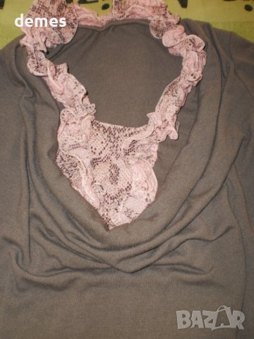 Дамска блуза трико и дантела, размер М, снимка 2 - Блузи с дълъг ръкав и пуловери - 37890730