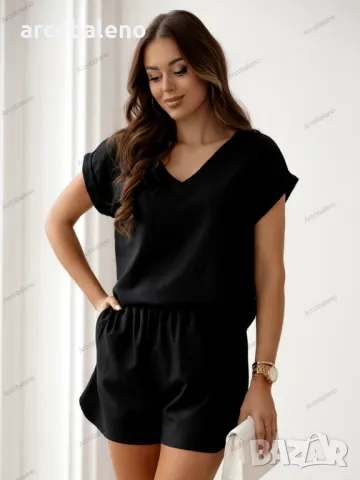 Дамски комплект от две части с къс ръкав и шорти, 4цвята , снимка 12 - Комплекти - 50178977