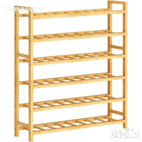ПРОМОЦИЯ Бамбуков рафт за съхранение на обувки с 6 нива 60HSJFXJ-6-D, снимка 2 - Етажерки - 50767176