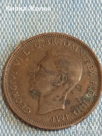 Стара монета 1/2 пени 1948г. Англия Крал Джордж шести 40845, снимка 3 - Нумизматика и бонистика - 48766072