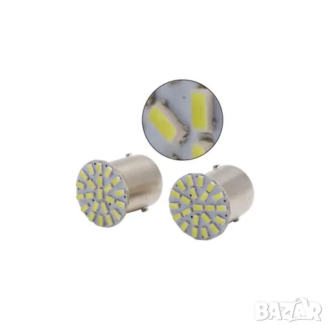 LED крушки BA15S 12V 21 SMD 2 броя, снимка 2 - Аксесоари и консумативи - 55865125