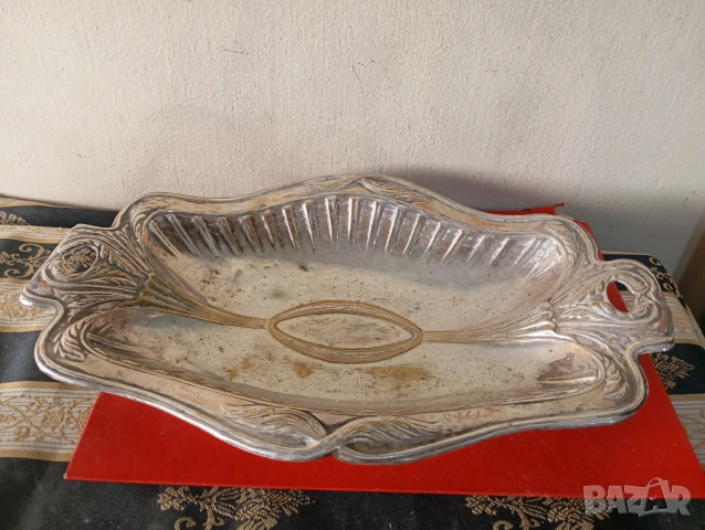 Посребрена купа,фруктиера арт деко