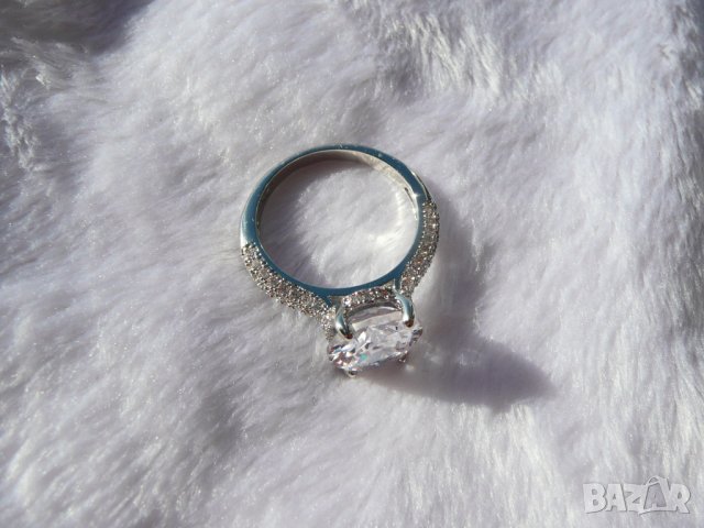 пръстен с кубичен циркон 11х12мм, снимка 6 - Пръстени - 42777938