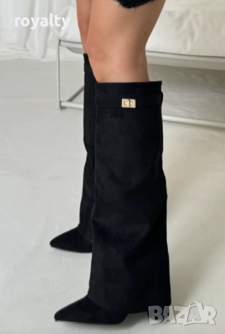 Ботуши на ток - черен велур