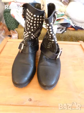 ZARA боти от естествена кожа с кабси, снимка 7 - Дамски боти - 47372410