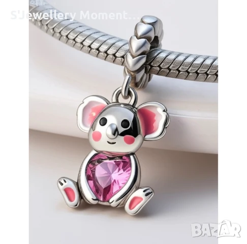 Сребърен талисман Пандора 925 висулка коала , снимка 4 - Гривни - 35530316