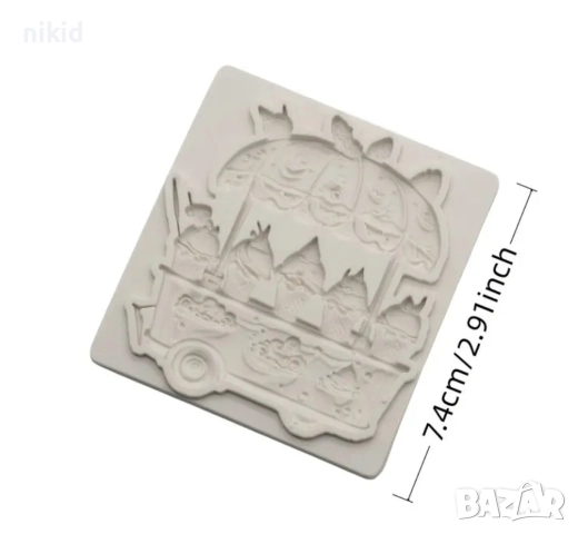 Леден автомобил камион количка за сладолед сладоледени фунийки силиконов молд форма фондан декор, снимка 2 - Форми - 52674951