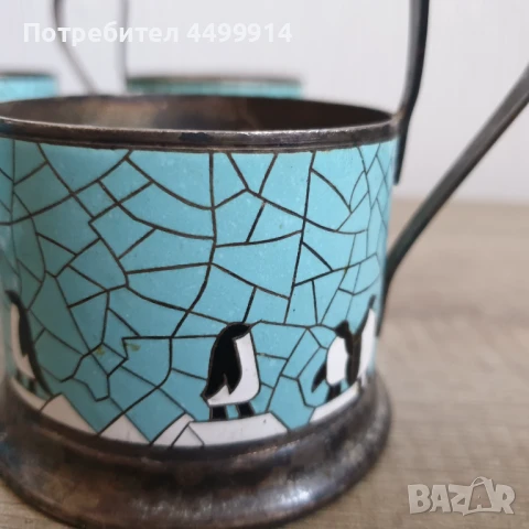 Подстакани за чаши с дизайн на пингвин, СССР, посребрени, снимка 6 - Антикварни и старинни предмети - 51004397