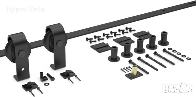 Релса за плъзгаща врата 76см комплект механизъм за 2 врати, снимка 4 - Други - 54156403