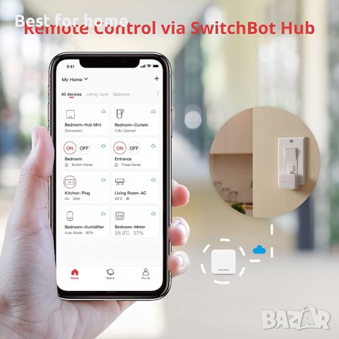 SwitchBot интелигентен бутон за превключване,без окабеляване, Bluetoothсъвместим с Alexa,Google Home, снимка 5 - Друга електроника - 40007011