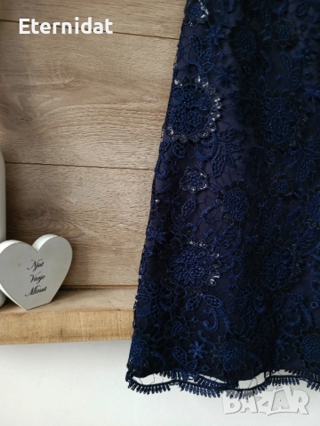 Нова официална тъмно синя рокля пайети и рязана дантела , снимка 3 - Рокли - 52062204